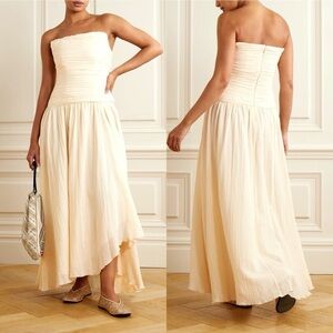 STAUD Cream Strapless Dress
